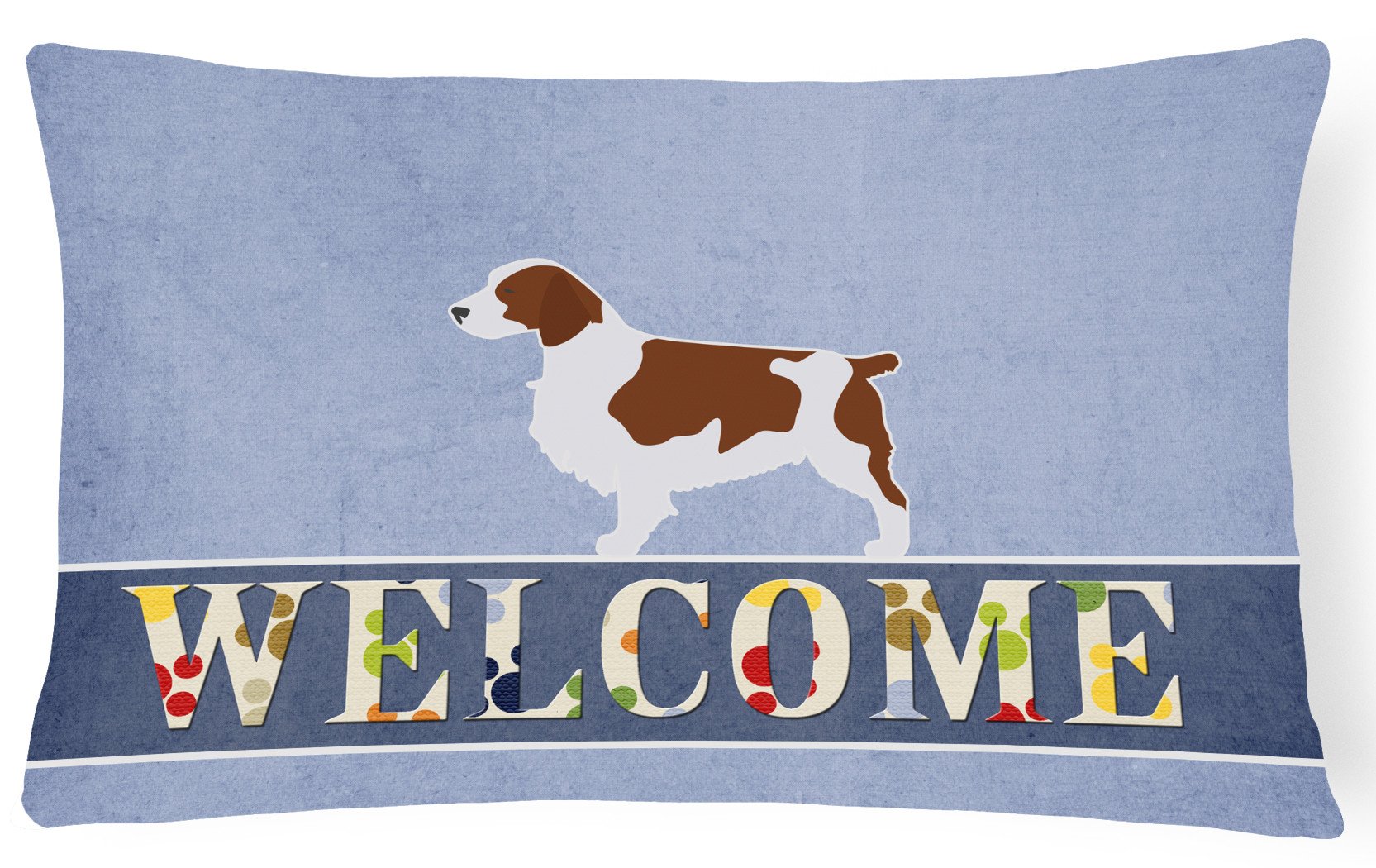 Welsh Springer Spaniel Welcome Canvas Fabric Decorative Pillow BB5504PW1216 by Caroline's Treasures