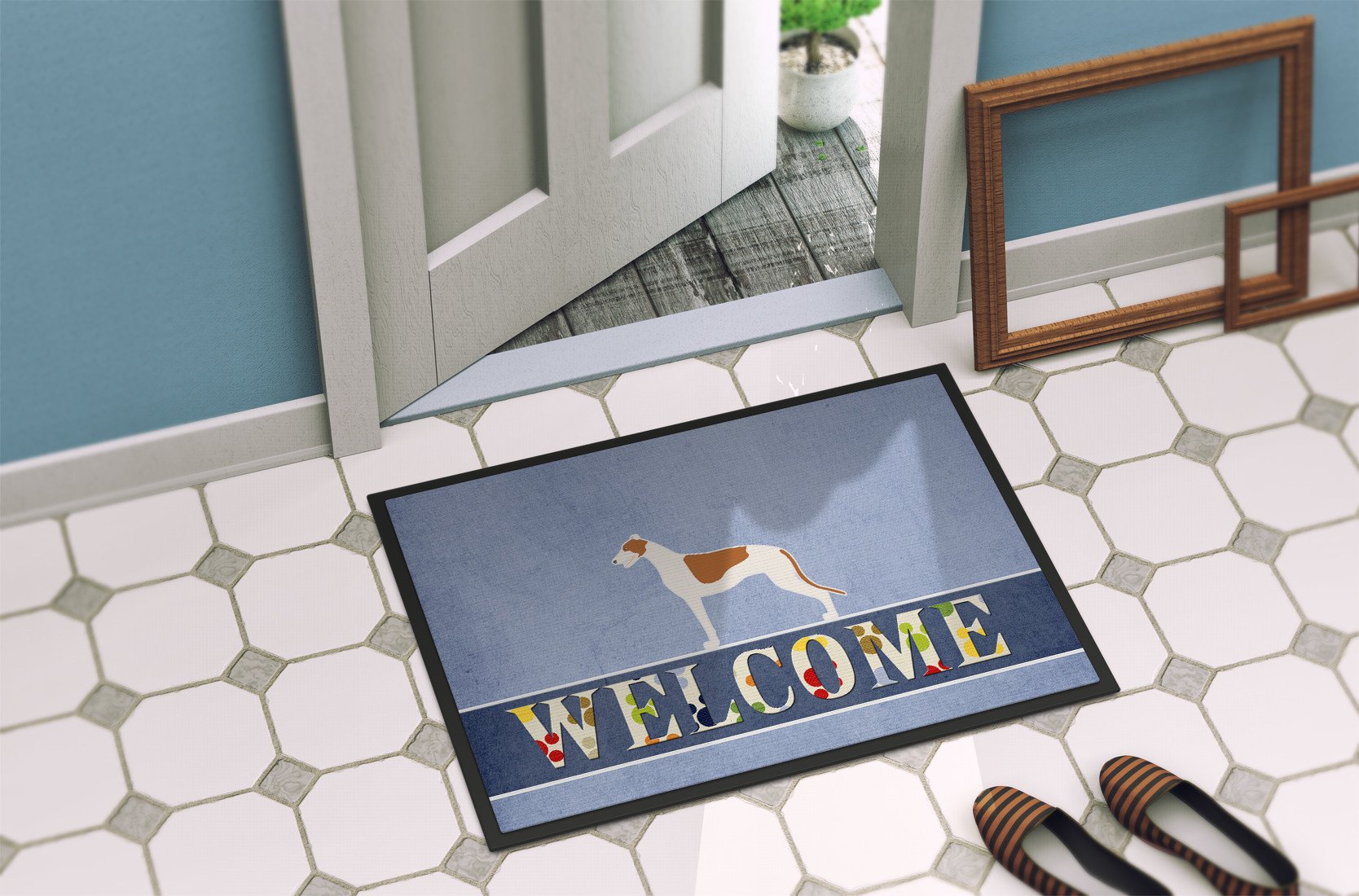 Greyhound Welcome Indoor or Outdoor Mat 24x36 BB5509JMAT by Caroline's Treasures