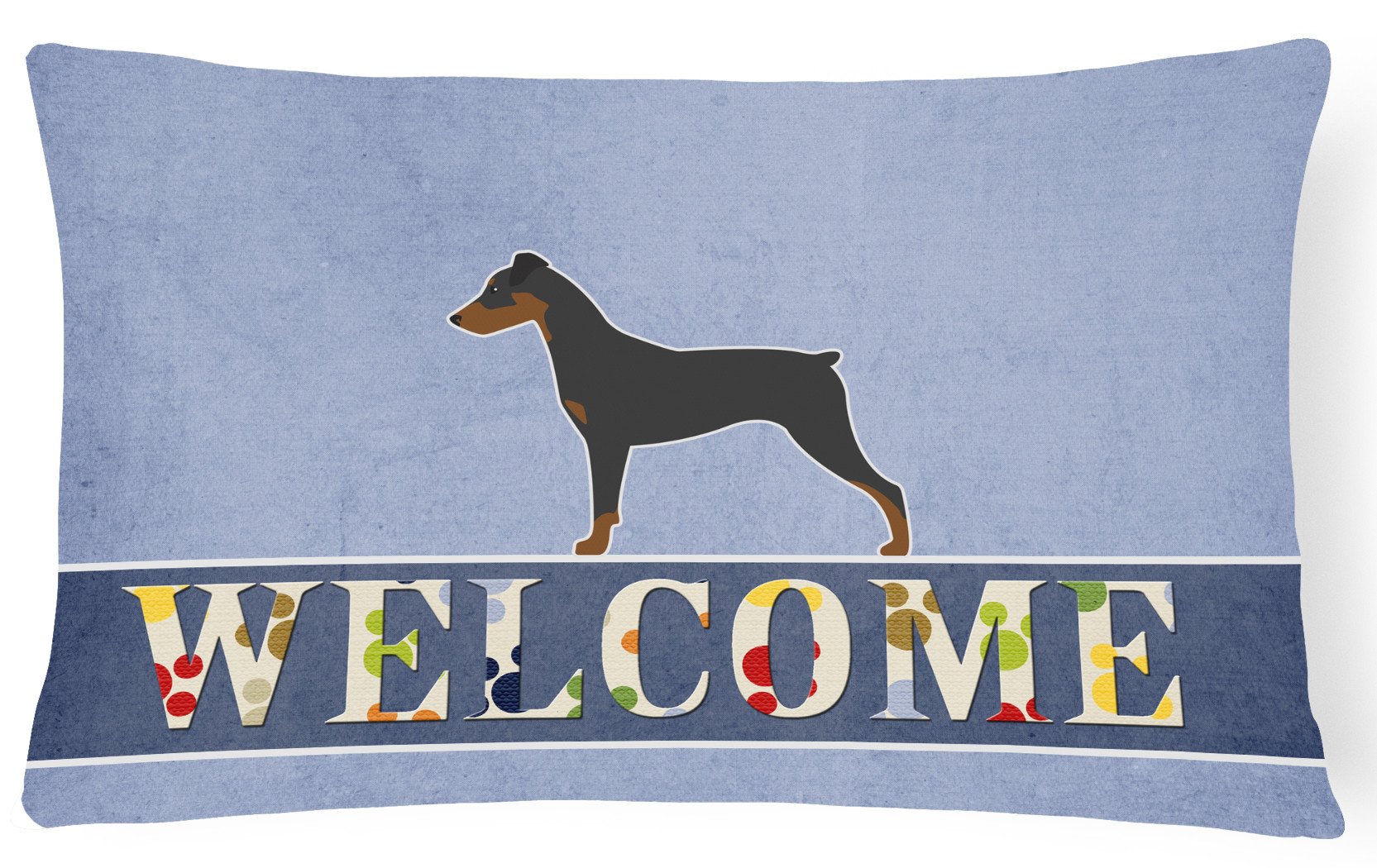 German Pinscher Welcome Canvas Fabric Decorative Pillow BB5517PW1216 by Caroline's Treasures