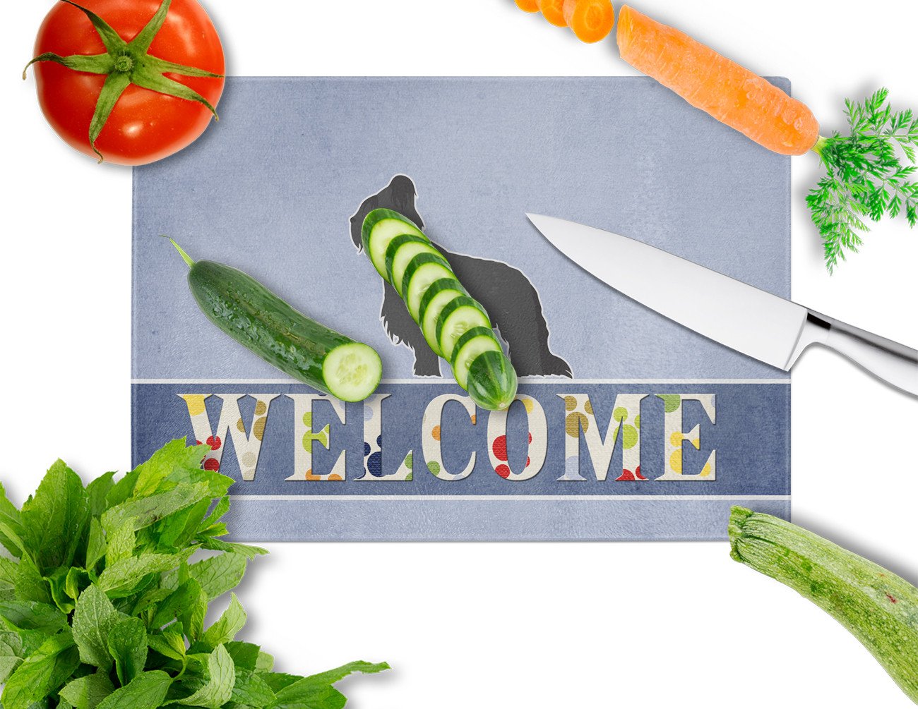 Briard Welcome Glass Cutting Board Large BB5530LCB by Caroline's Treasures