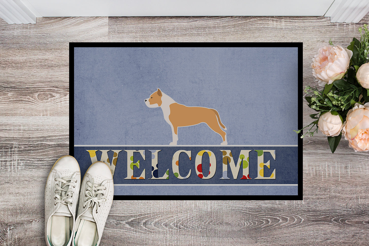 Staffordshire Bull Terrier Welcome Indoor or Outdoor Mat 18x27 BB5558MAT - the-store.com