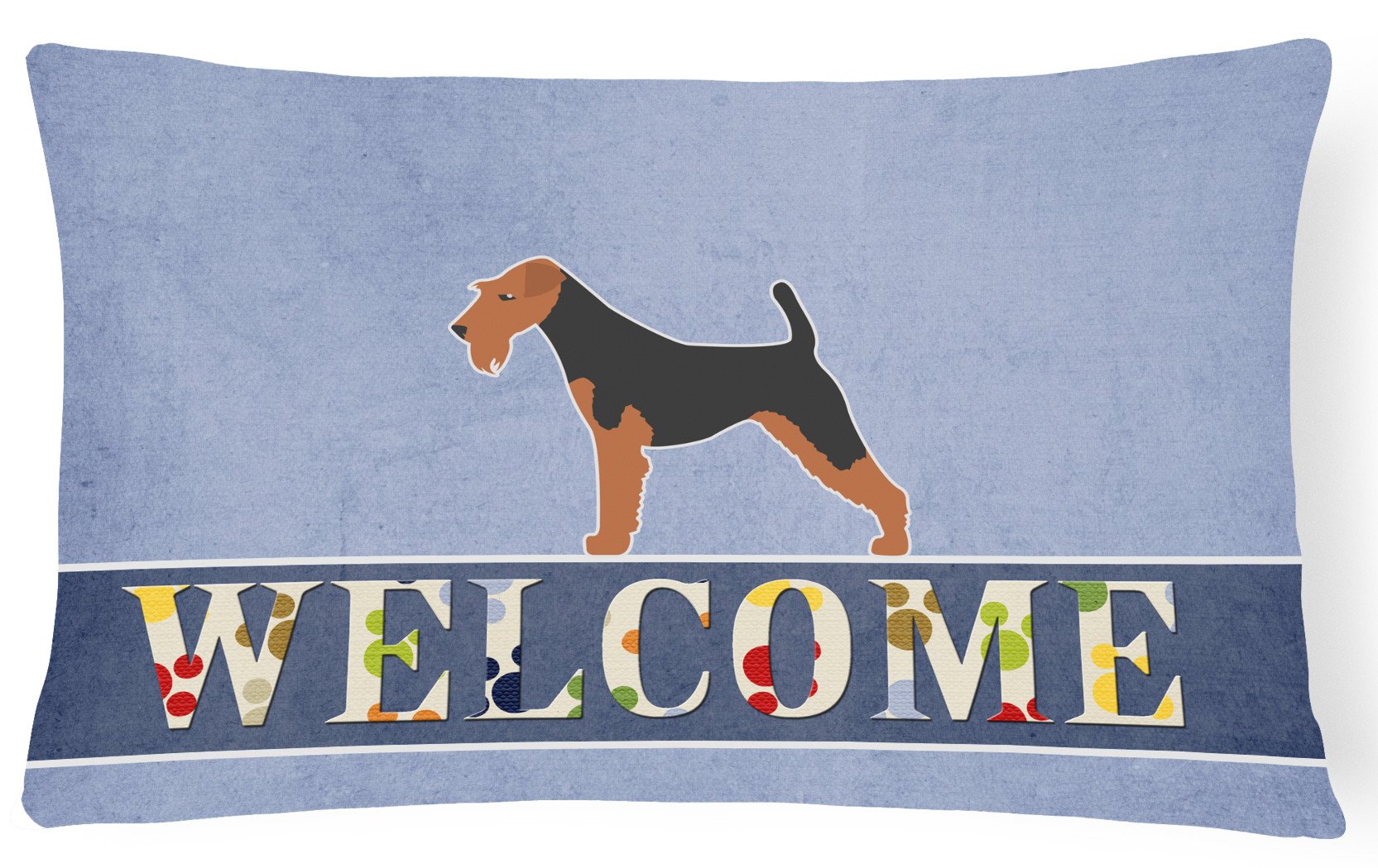 Airedale Terrier Welcome Canvas Fabric Decorative Pillow BB5561PW1216 by Caroline's Treasures