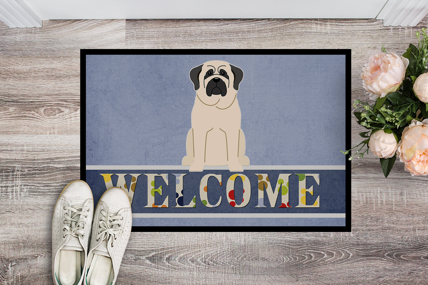 Mastiff White Welcome Indoor or Outdoor Mat 18x27 BB5598MAT - the-store.com