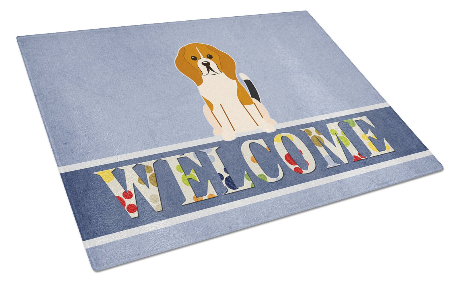 Beagle Tricolor Welcome Glass Cutting Board Large BB5621LCB by Caroline's Treasures