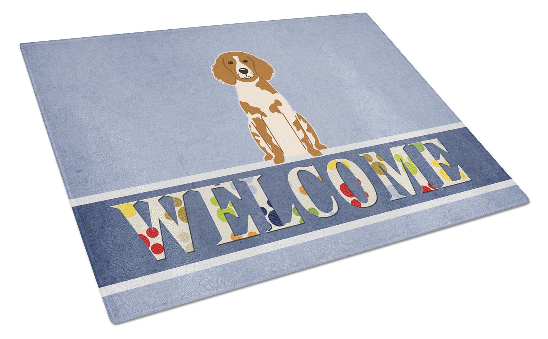 Brittany Spaniel Welcome Glass Cutting Board Large BB5653LCB by Caroline's Treasures