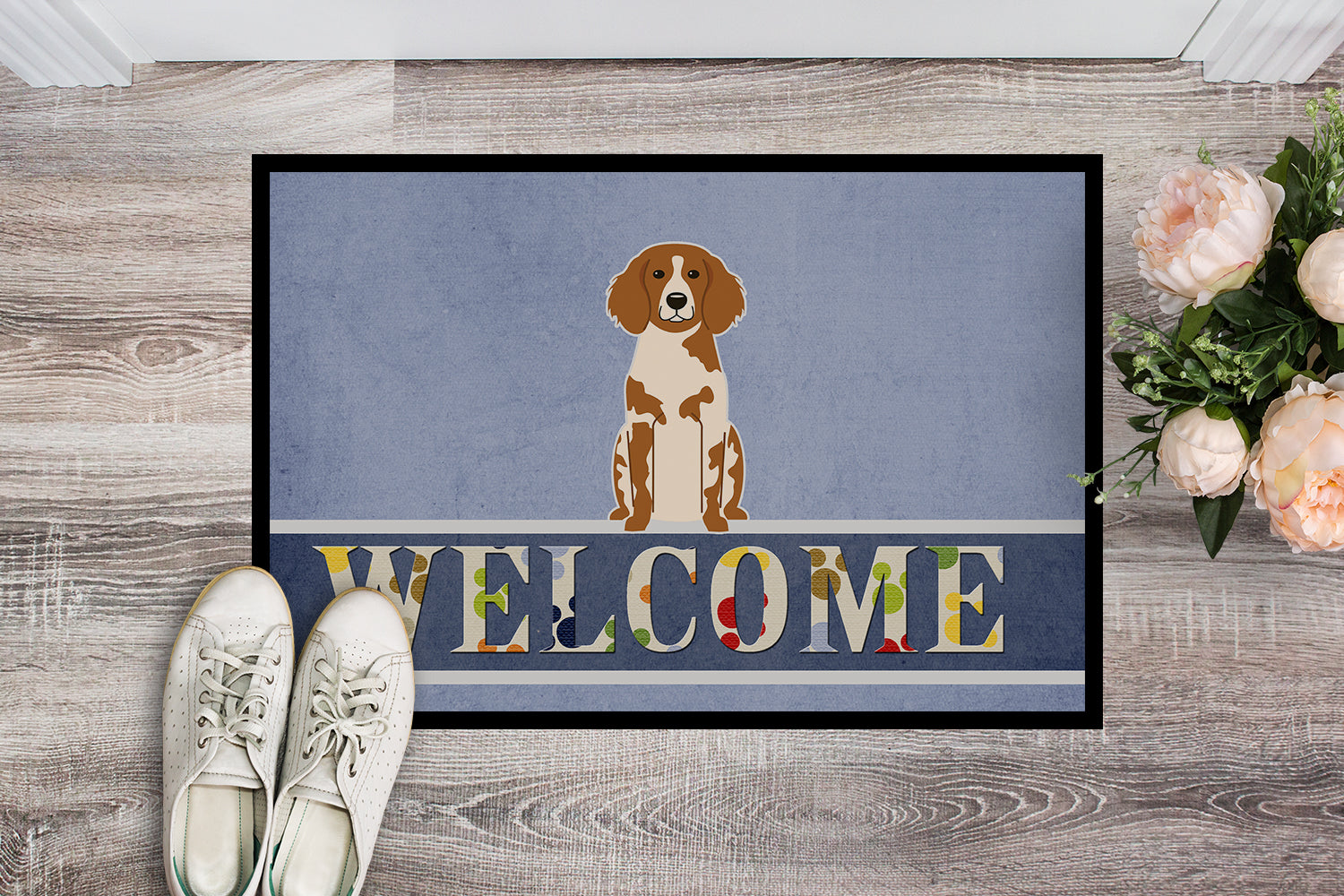 Brittany Spaniel Welcome Indoor or Outdoor Mat 18x27 BB5653MAT - the-store.com