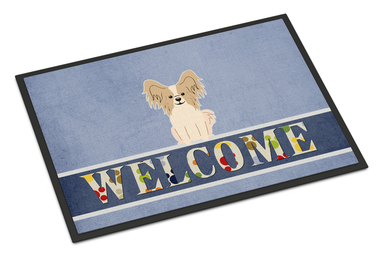 Papillon Sable White Welcome Indoor or Outdoor Mat 18x27 BB5658MAT - the-store.com