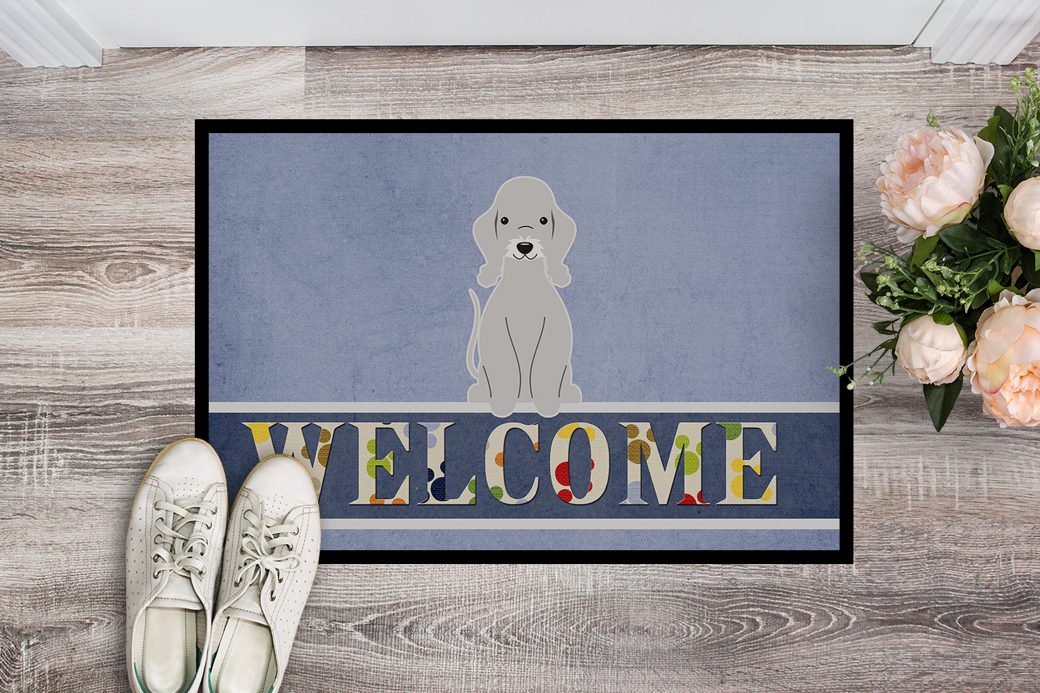 Bedlington Terrier Blue Welcome Indoor or Outdoor Mat 18x27 BB5671MAT - the-store.com