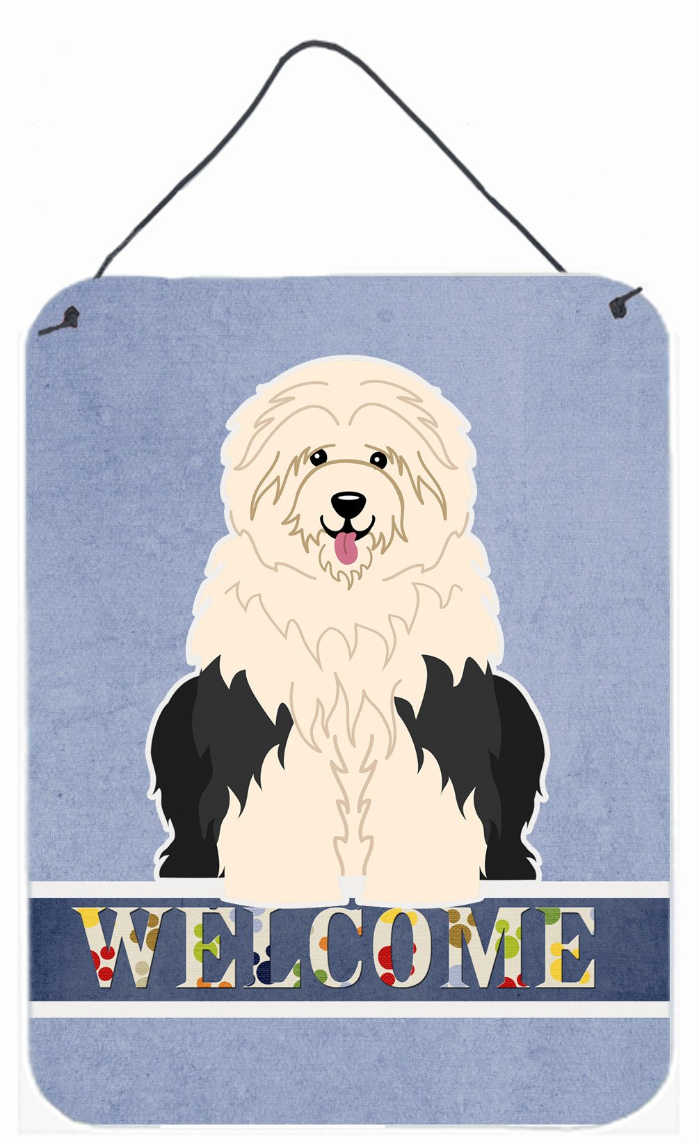 Old English Sheepdog Welcome Wall or Door Hanging Prints BB5677DS1216 by Caroline's Treasures
