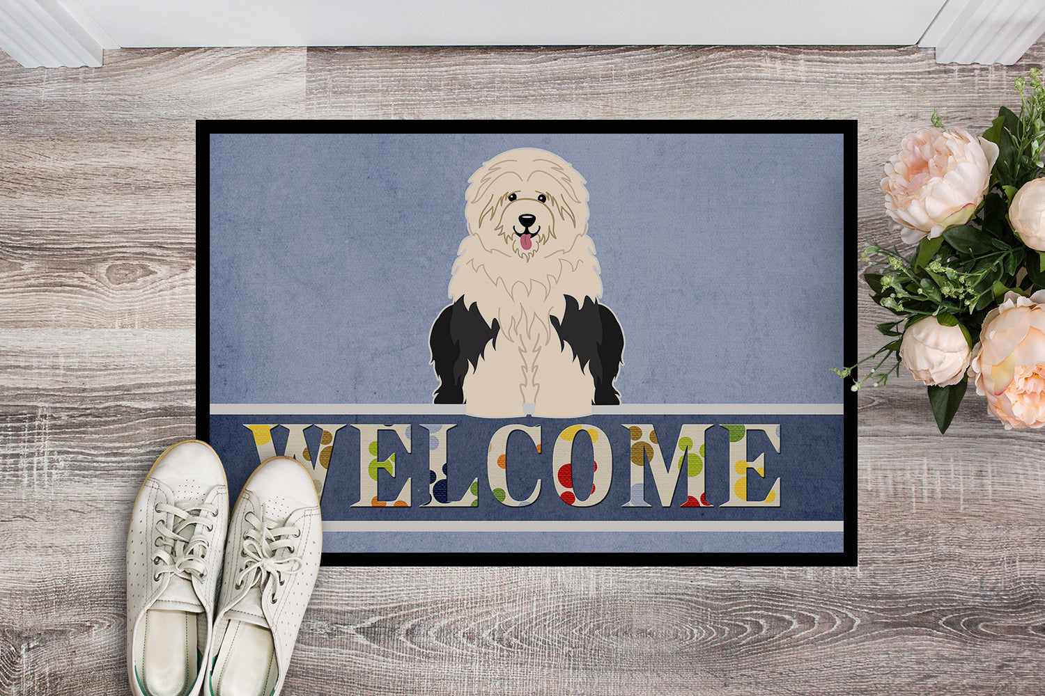 Old English Sheepdog Welcome Indoor or Outdoor Mat 18x27 BB5677MAT - the-store.com