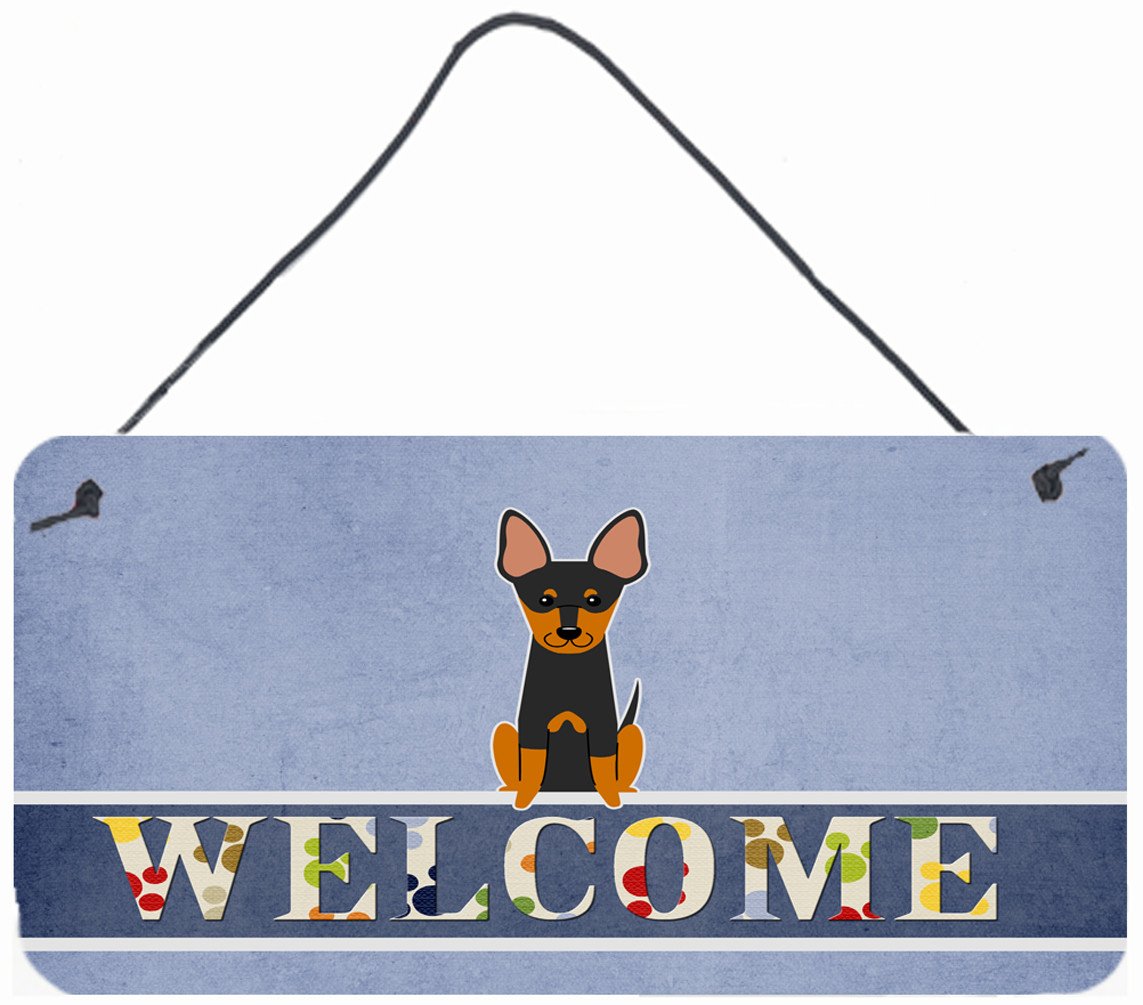 English Toy Terrier Welcome Wall or Door Hanging Prints BB5690DS812 by Caroline's Treasures