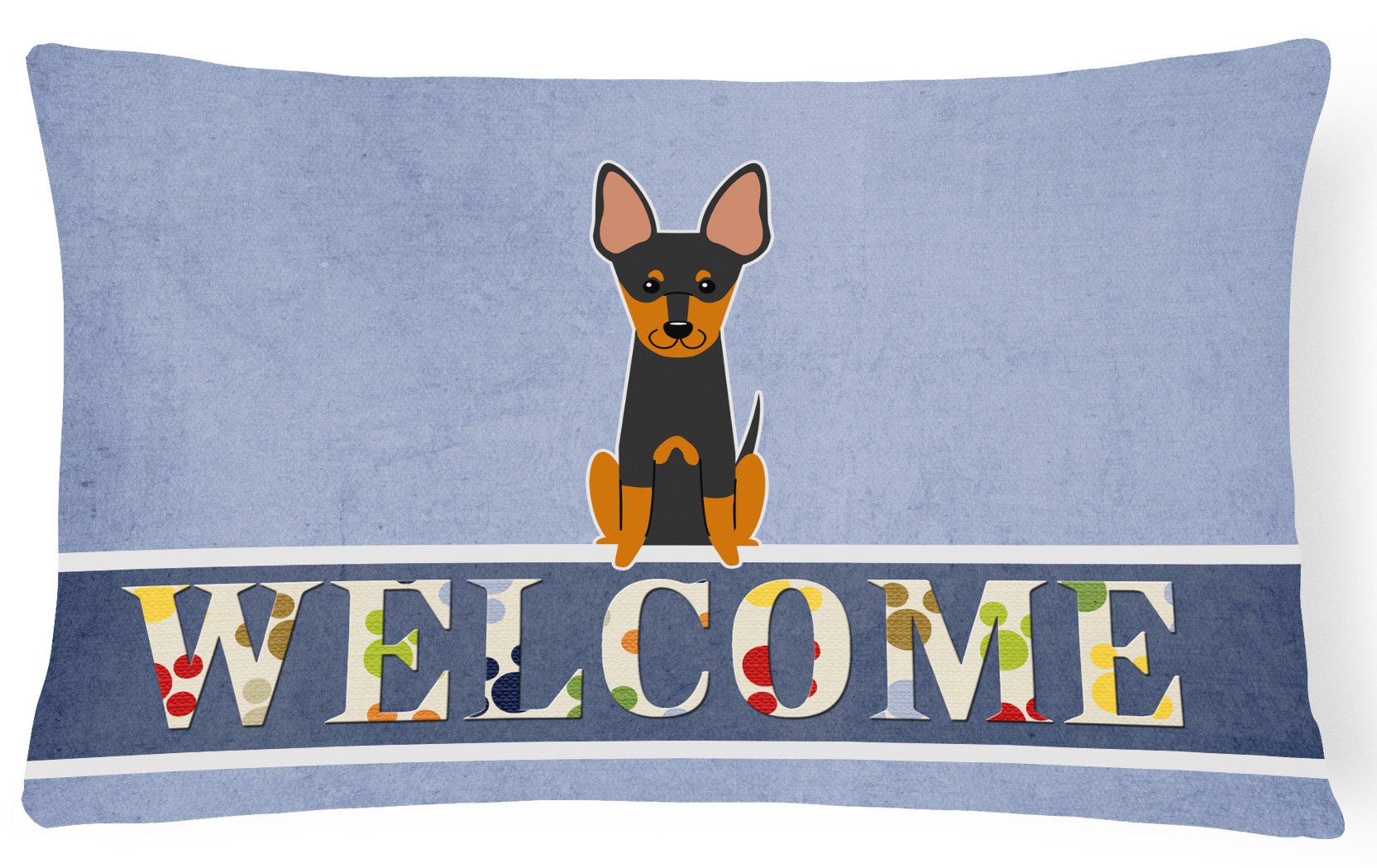English Toy Terrier Welcome Canvas Fabric Decorative Pillow BB5690PW1216 by Caroline's Treasures