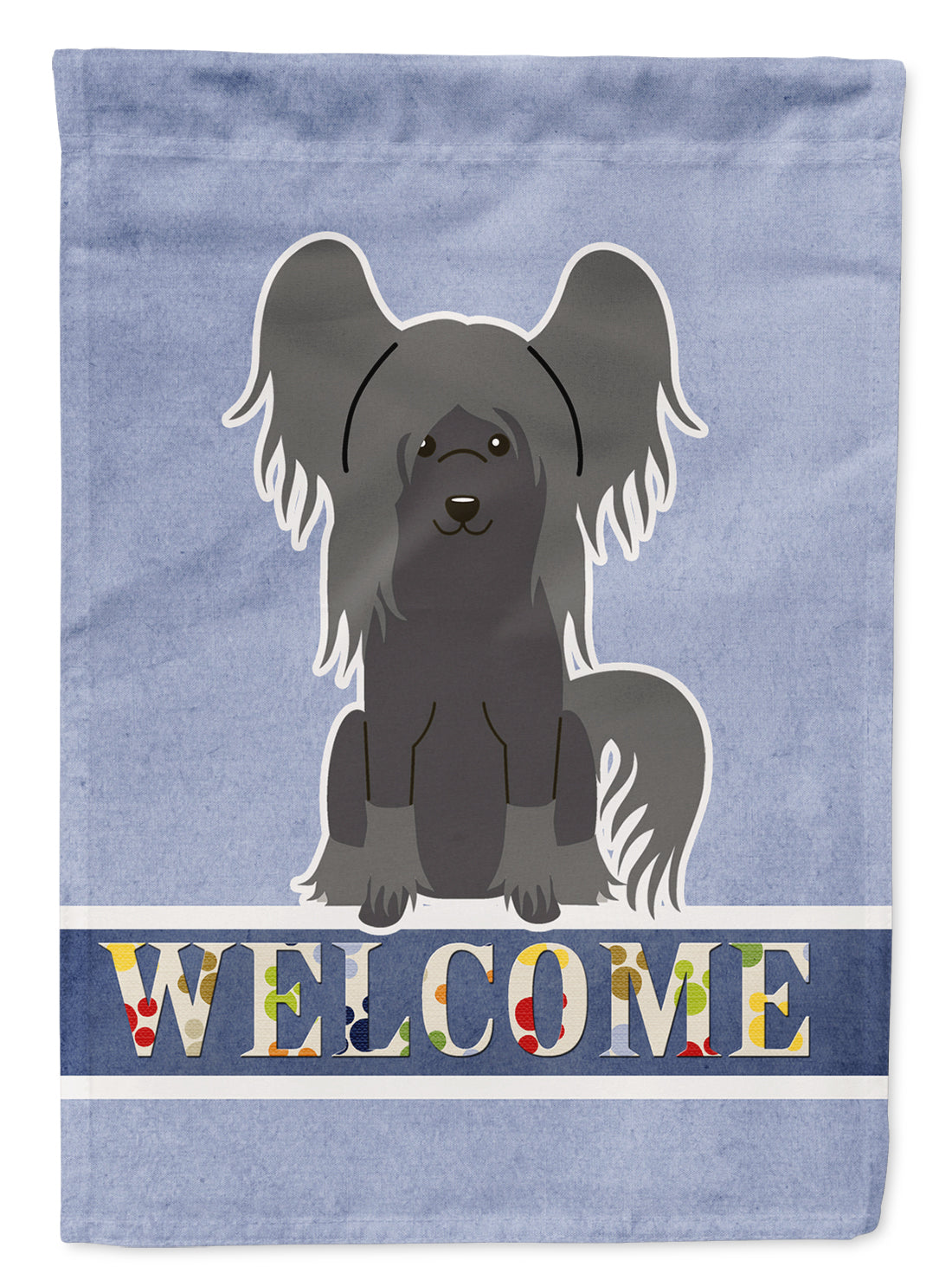 Chinese Crested Black Welcome Flag Garden Size BB5693GF