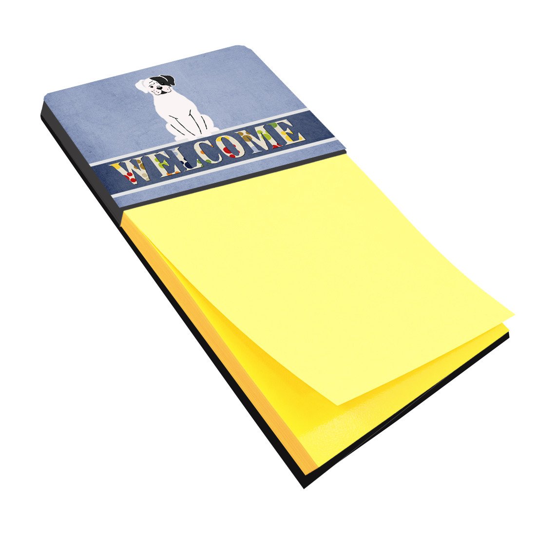 White Boxer Cooper Welcome Sticky Note Holder BB5695SN by Caroline's Treasures