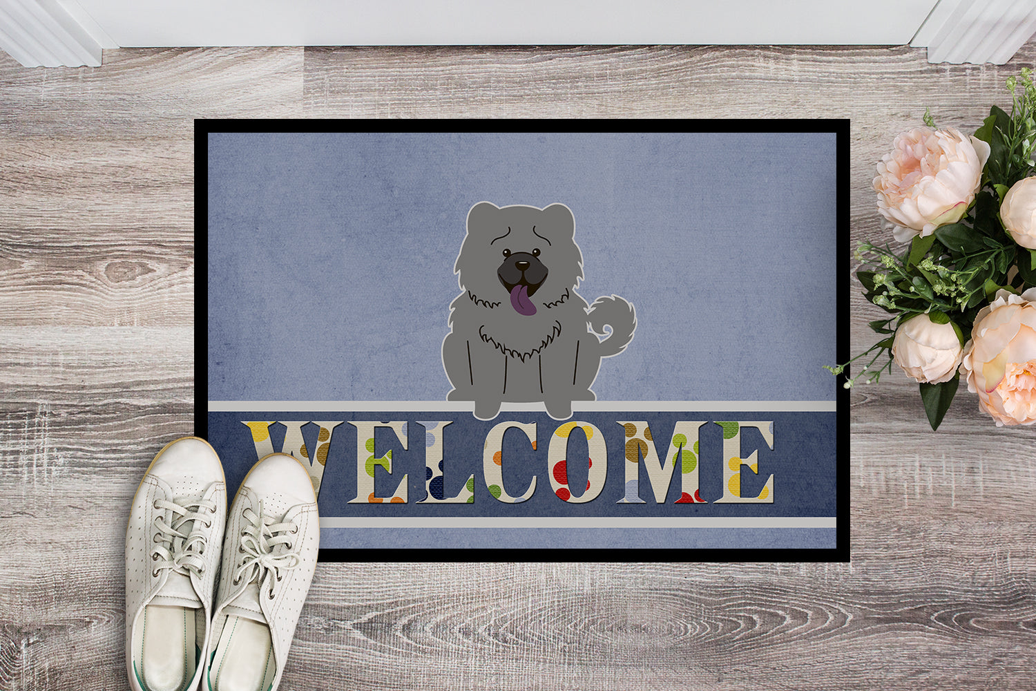 Chow Chow Blue Welcome Indoor or Outdoor Mat 18x27 BB5720MAT - the-store.com