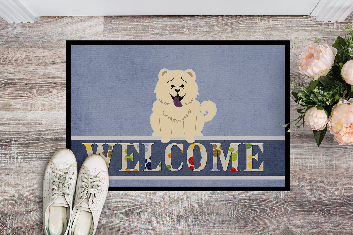 Chow Chow White Welcome Indoor or Outdoor Mat 18x27 BB5721MAT - the-store.com