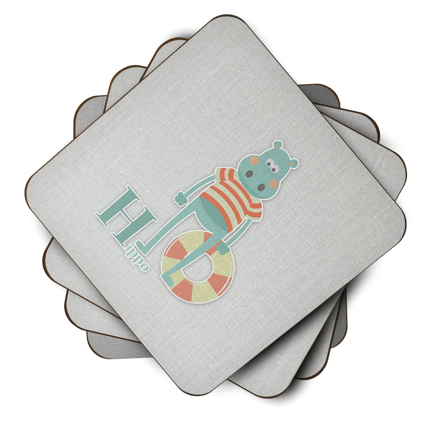 Alphabet H for Hippopotamus Foam Coaster Set of 4 BB5733FC - the-store.com
