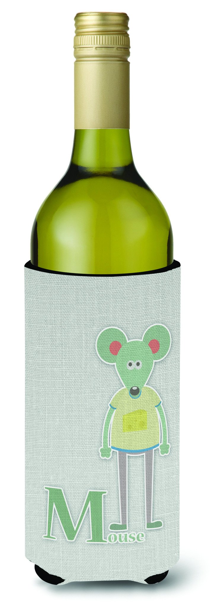 Alphabet M for Mouse Wine Bottle Beverge Insulator Hugger BB5738LITERK by Caroline&#39;s Treasures
