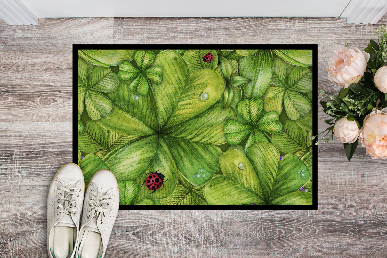 Shamrocks and Lady bugs Indoor or Outdoor Mat 18x27 BB5754MAT - the-store.com