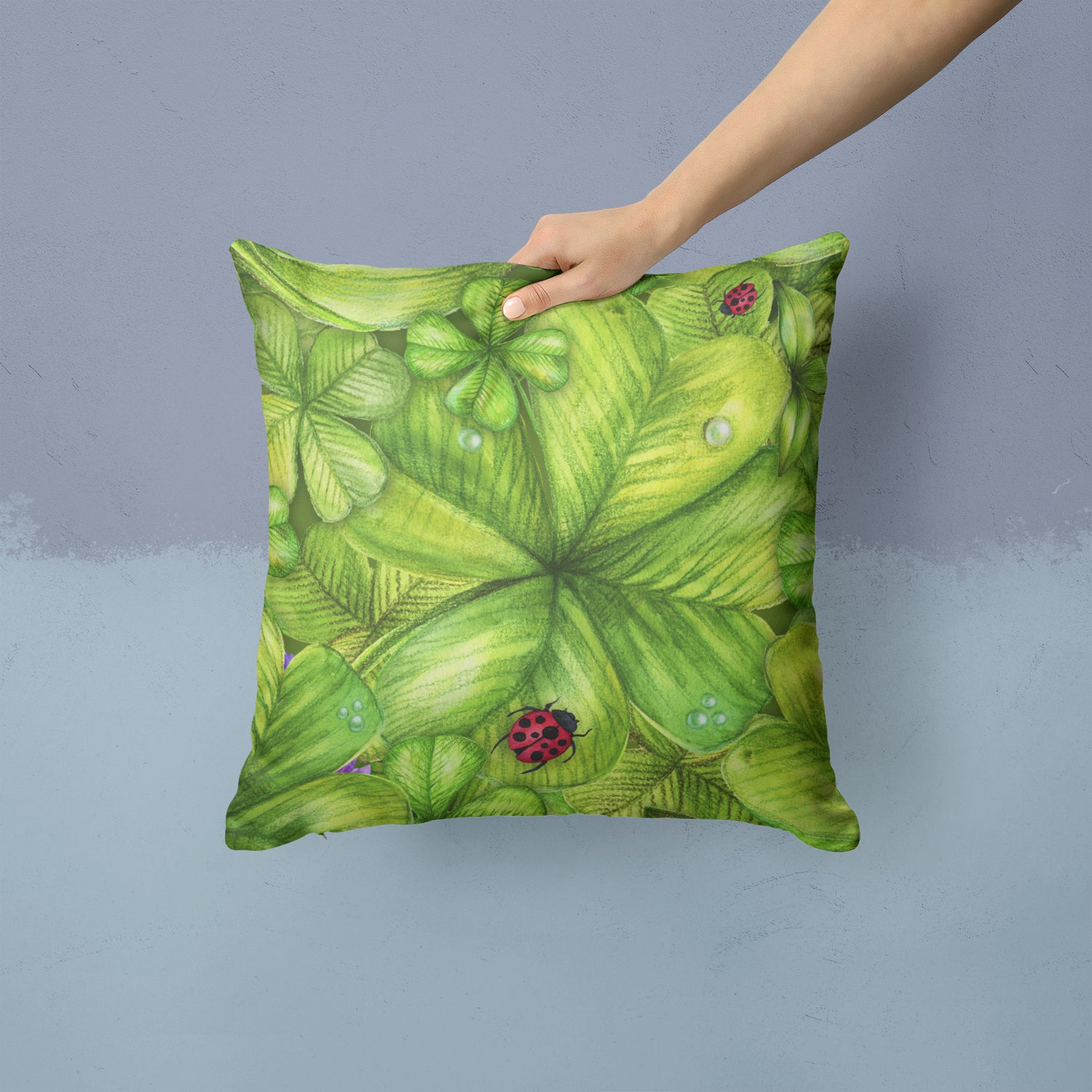 Shamrocks and Lady bugs Fabric Decorative Pillow BB5754PW1414 - the-store.com