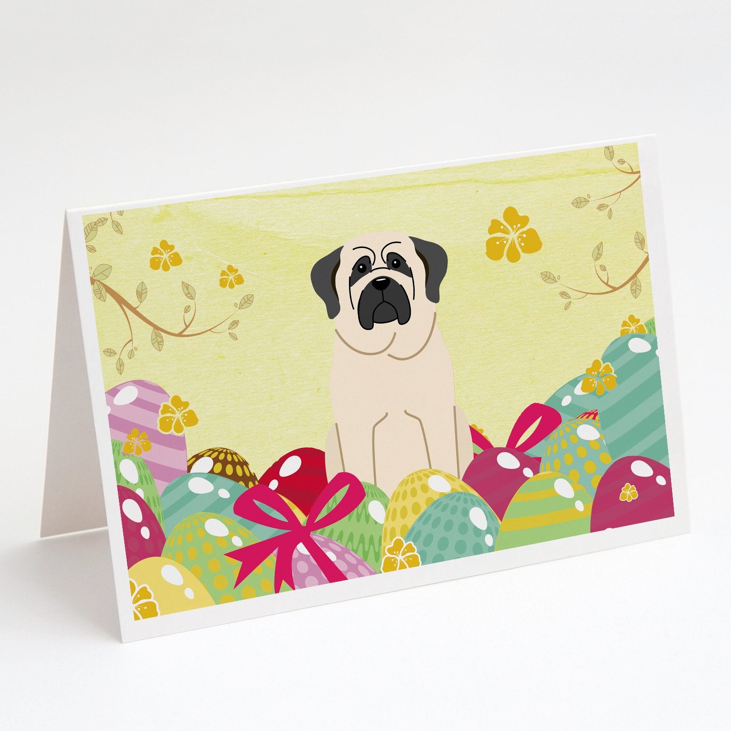 Buy this Easter Eggs Mastiff White Greeting Cards and Envelopes Pack of 8