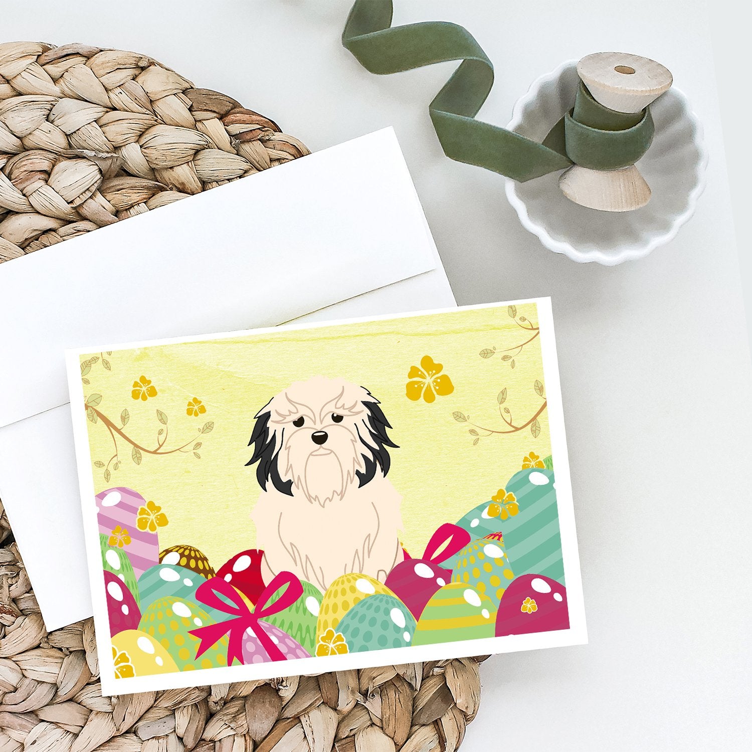 Buy this Easter Eggs Lowchen Greeting Cards and Envelopes Pack of 8