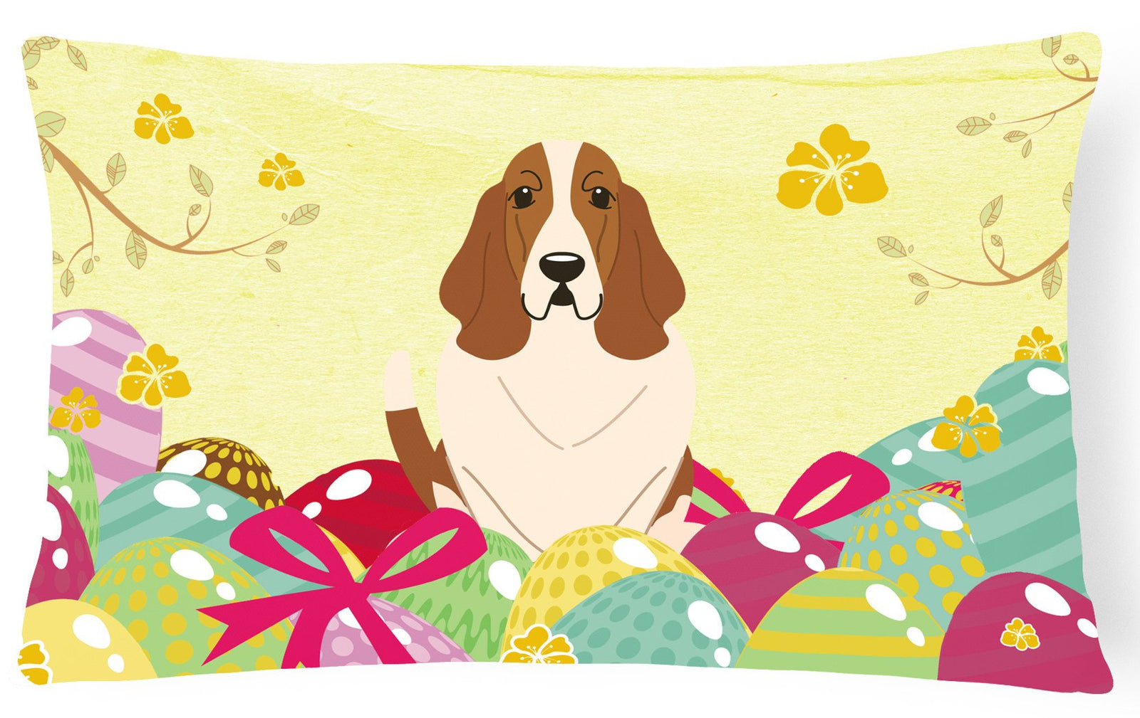 Easter Eggs Basset Hound Canvas Fabric Decorative Pillow BB6021PW1216 by Caroline's Treasures