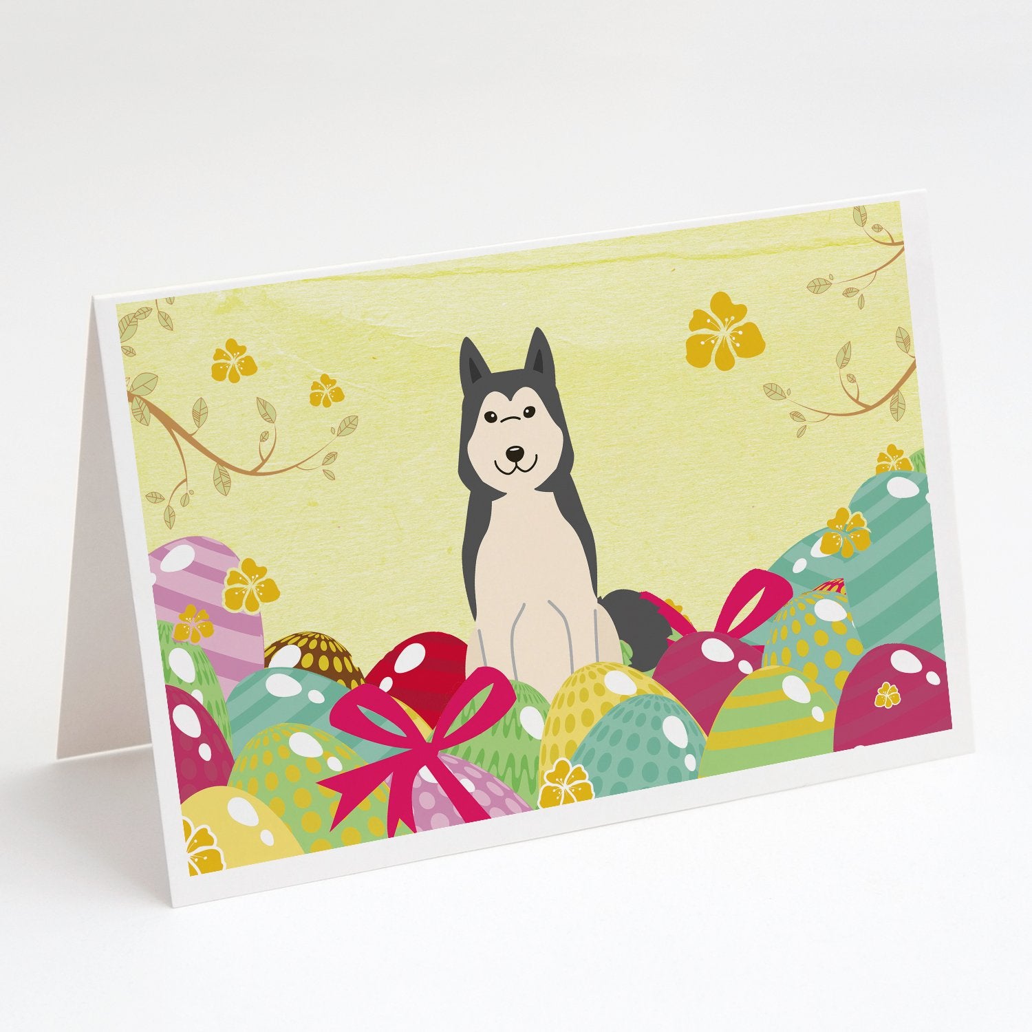 Buy this Easter Eggs West Siberian Laika Spitz Greeting Cards and Envelopes Pack of 8