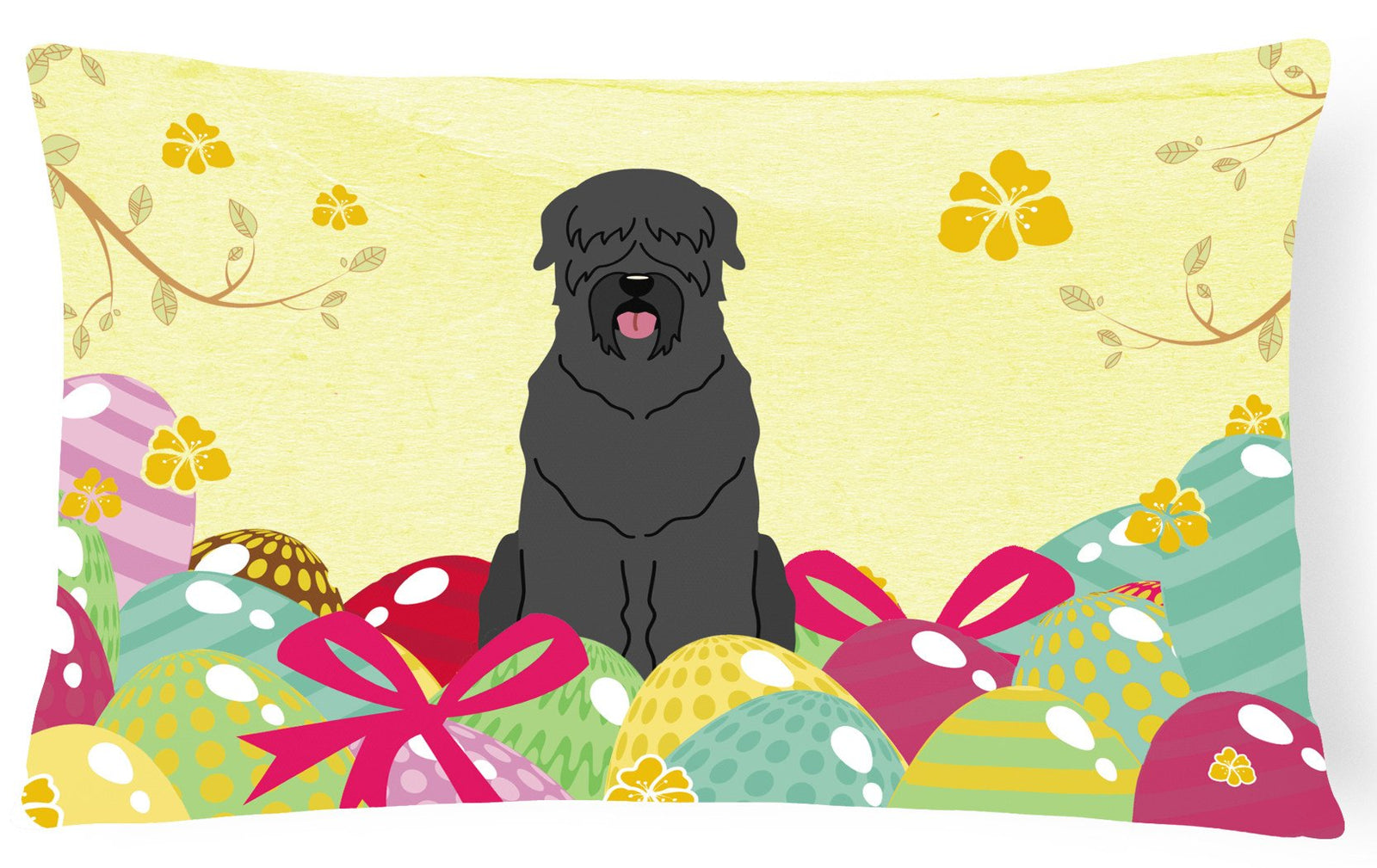 Easter Eggs Black Russian Terrier Canvas Fabric Decorative Pillow BB6026PW1216 by Caroline's Treasures