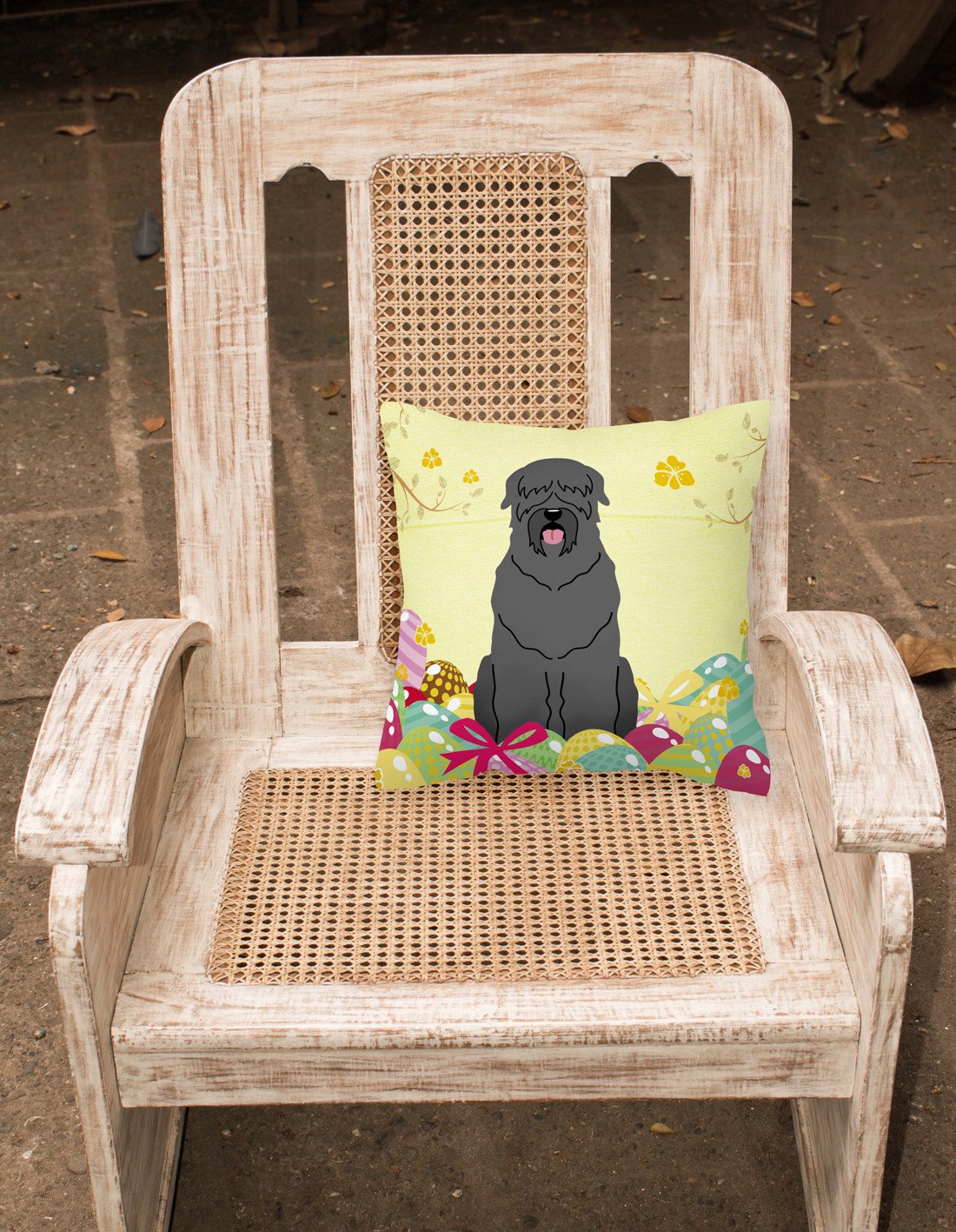 Easter Eggs Black Russian Terrier Fabric Decorative Pillow BB6026PW1818 by Caroline's Treasures