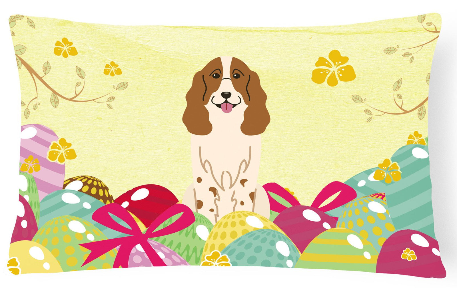 Easter Eggs Russian Spaniel Canvas Fabric Decorative Pillow BB6031PW1216 by Caroline's Treasures