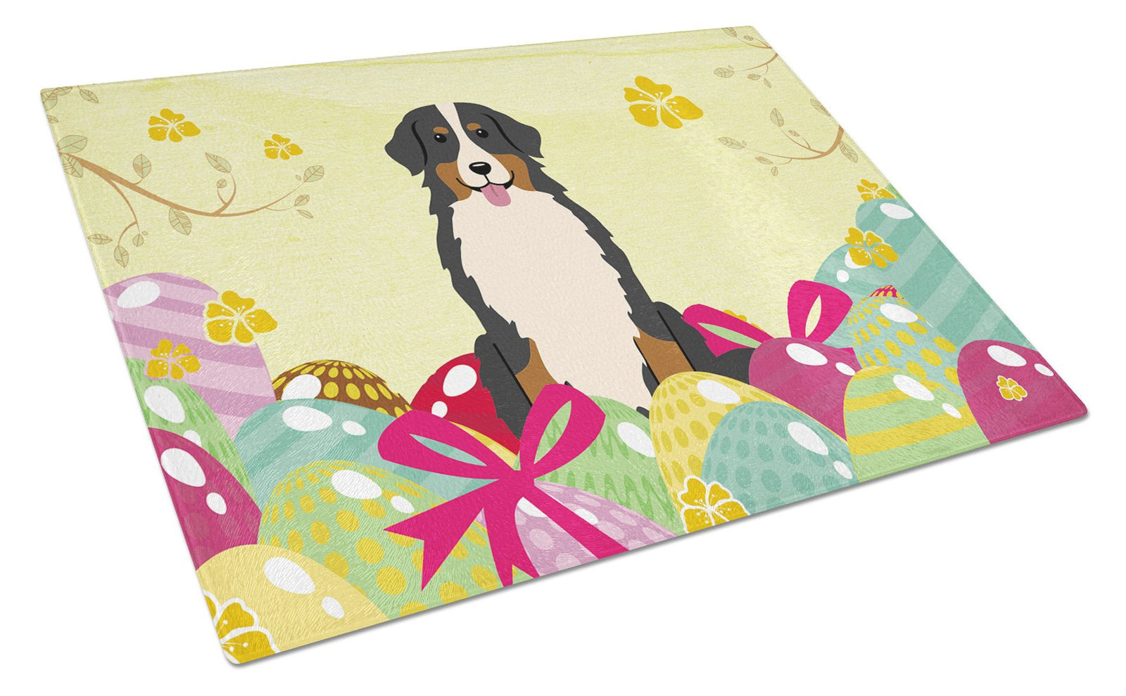 Easter Eggs Bernese Mountain Dog Glass Cutting Board Large BB6036LCB by Caroline's Treasures