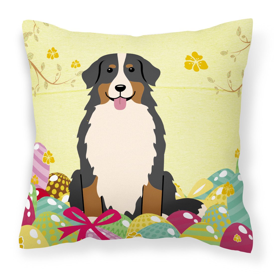 Easter Eggs Bernese Mountain Dog Fabric Decorative Pillow BB6036PW1818 by Caroline's Treasures