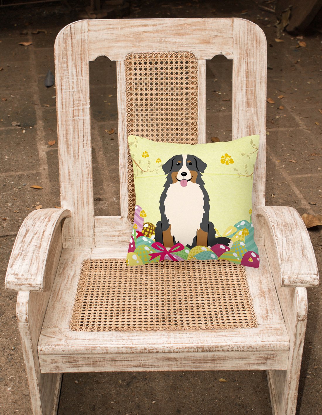Easter Eggs Bernese Mountain Dog Fabric Decorative Pillow BB6036PW1818 by Caroline's Treasures