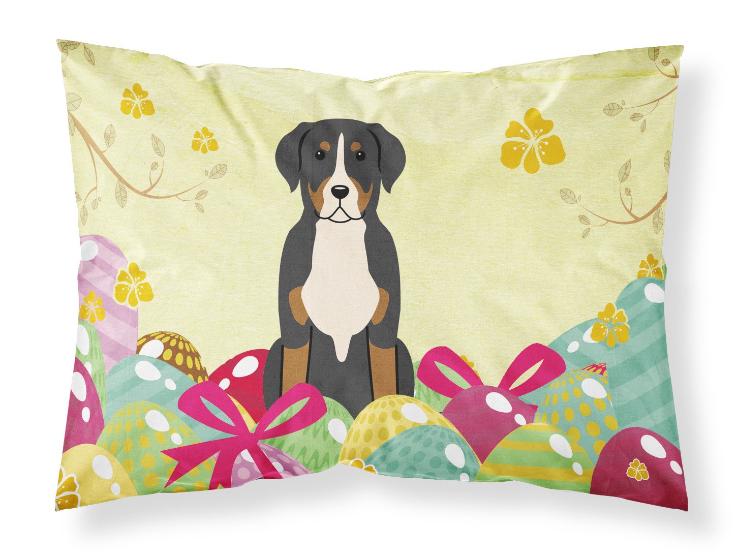 Easter Eggs Greater Swiss Mountain Dog Fabric Standard Pillowcase BB6037PILLOWCASE by Caroline's Treasures