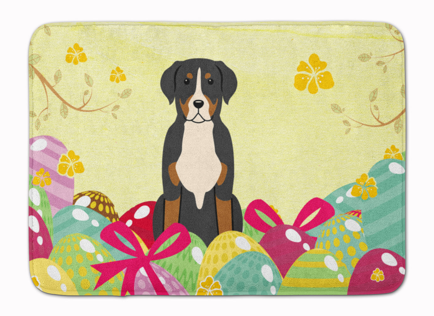 Easter Eggs Greater Swiss Mountain Dog Machine Washable Memory Foam Mat BB6037RUG - the-store.com