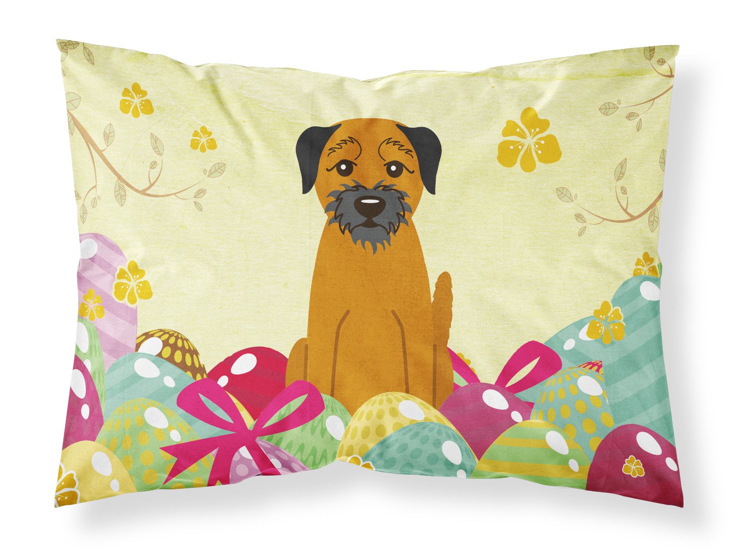 Easter Eggs Border Terrier Fabric Standard Pillowcase BB6039PILLOWCASE by Caroline's Treasures