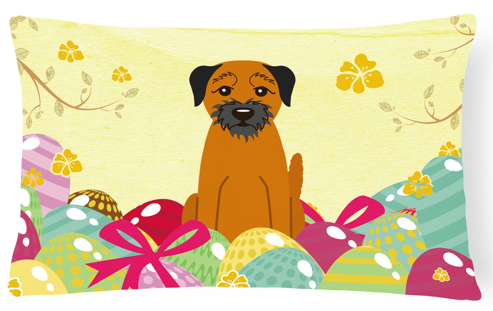 Easter Eggs Border Terrier Canvas Fabric Decorative Pillow BB6039PW1216 by Caroline's Treasures