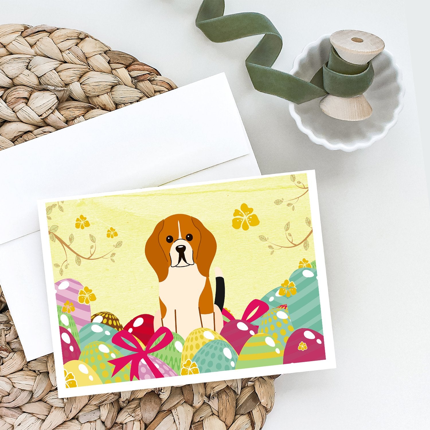 Buy this Easter Eggs Beagle Tricolor Greeting Cards and Envelopes Pack of 8