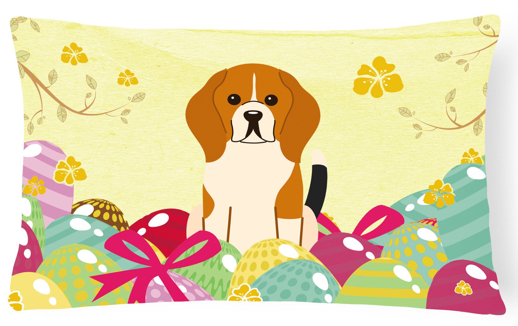 Easter Eggs Beagle Tricolor Canvas Fabric Decorative Pillow BB6040PW1216 by Caroline's Treasures