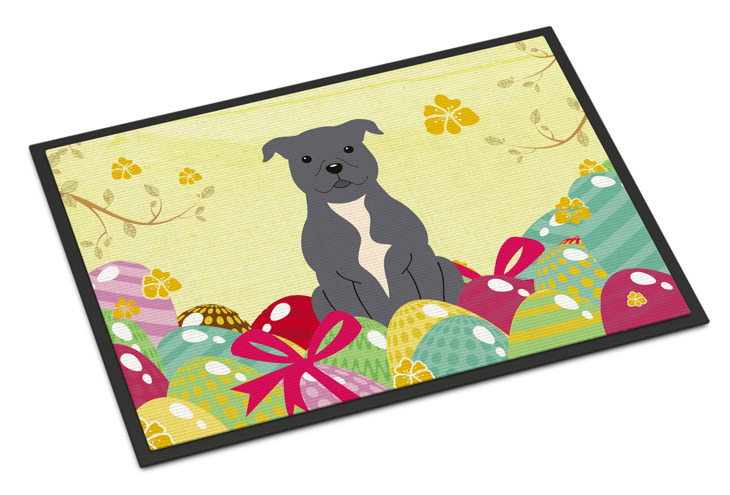 Easter Eggs Staffordshire Bull Terrier Blue Indoor or Outdoor Mat 18x27 BB6046MAT - the-store.com