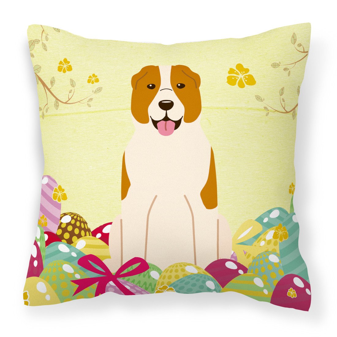 Easter Eggs Central Asian Shepherd Dog Fabric Decorative Pillow BB6049PW1818 by Caroline's Treasures