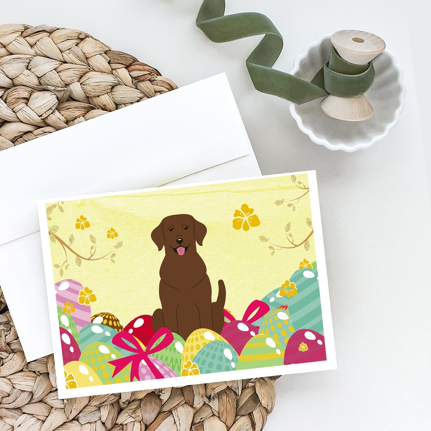 Buy this Easter Eggs Chocolate Labrador Greeting Cards and Envelopes Pack of 8