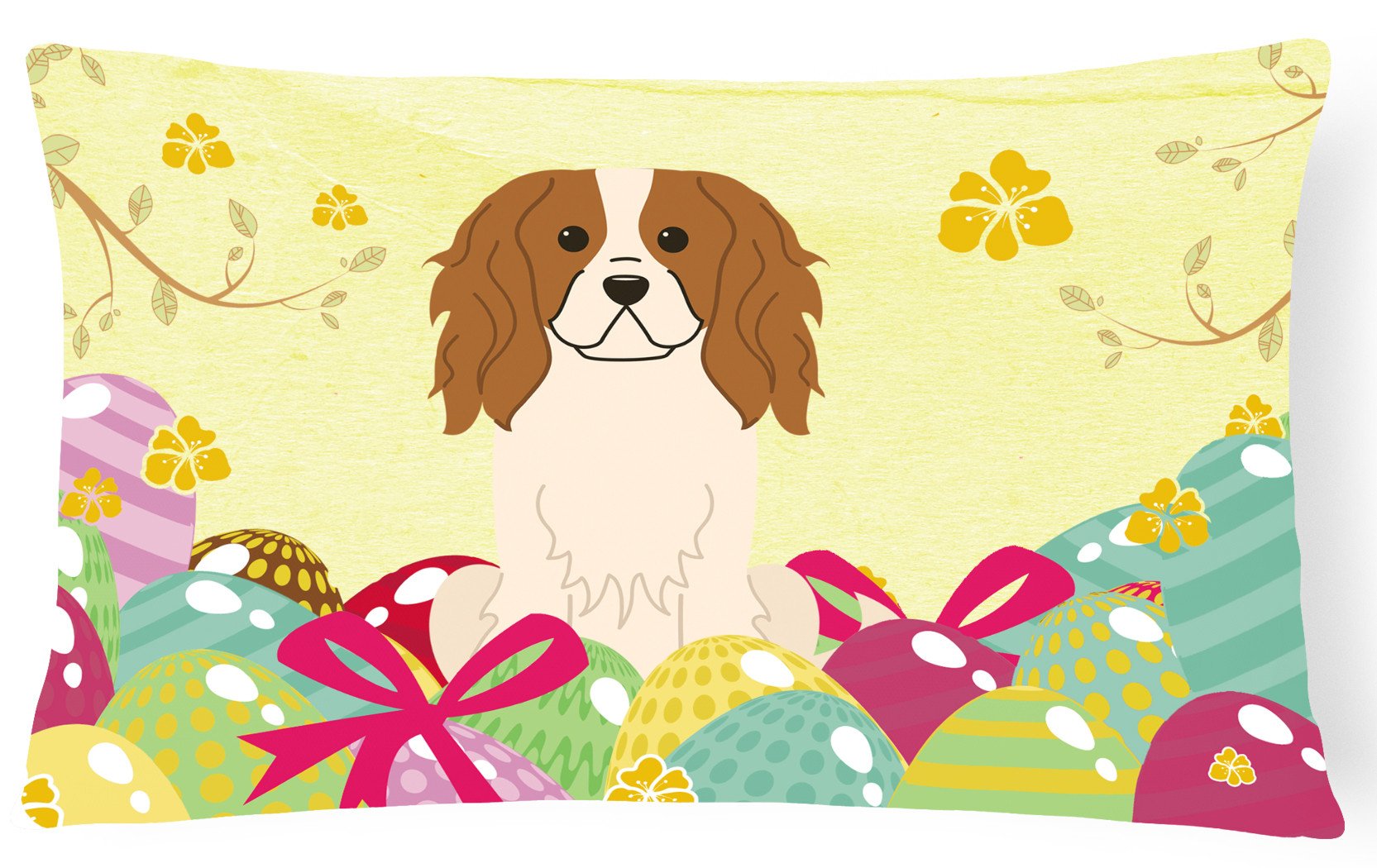 Easter Eggs Cavalier Spaniel Canvas Fabric Decorative Pillow BB6058PW1216 by Caroline's Treasures