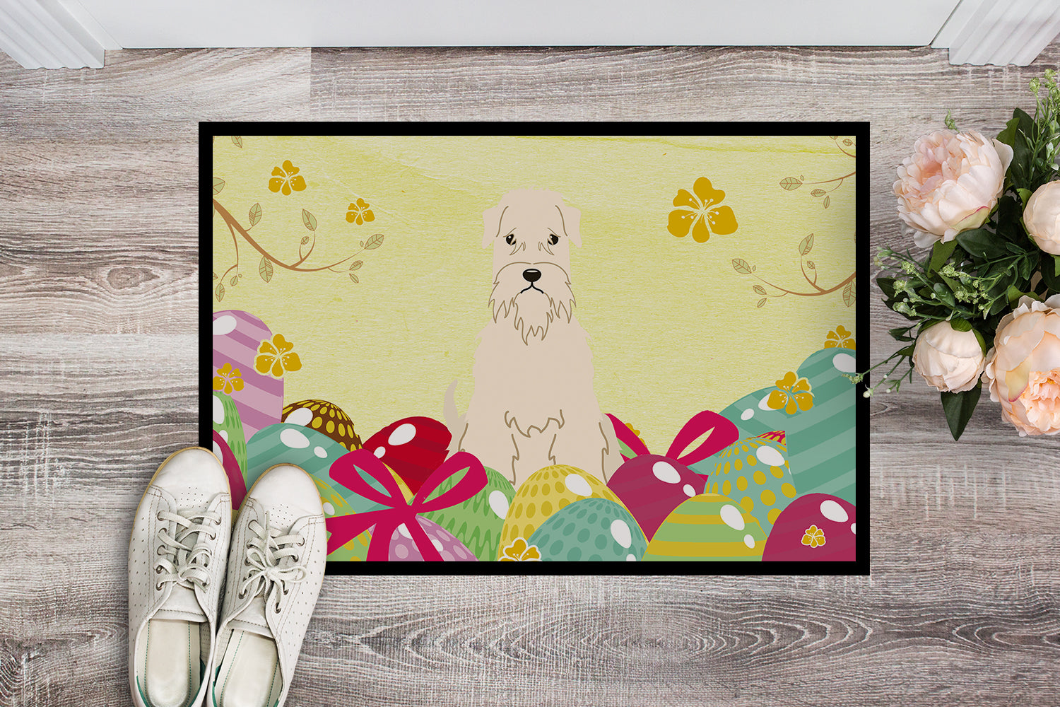 Easter Eggs Soft Coated Wheaten Terrier Indoor or Outdoor Mat 18x27 BB6061MAT - the-store.com