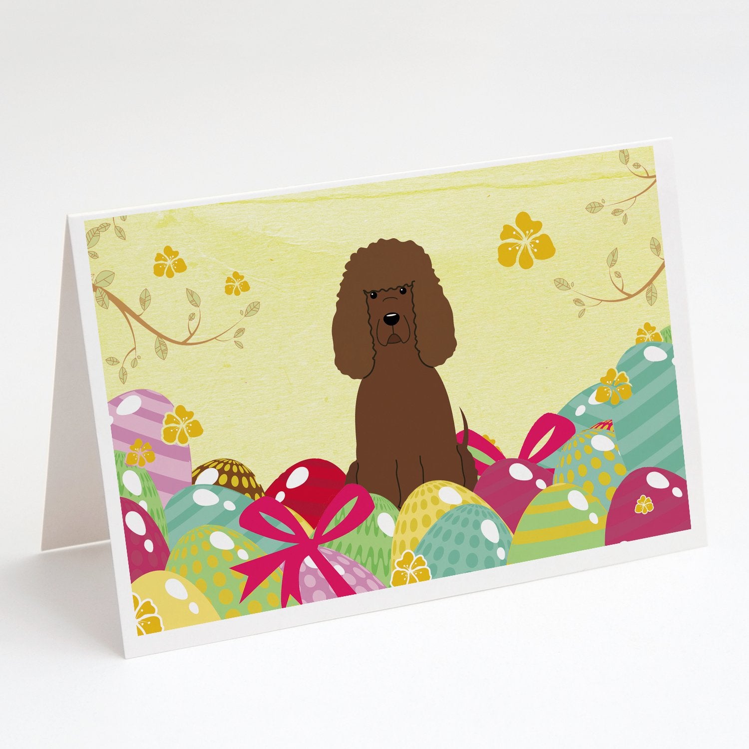 Buy this Easter Eggs Irish Water Spaniel Greeting Cards and Envelopes Pack of 8