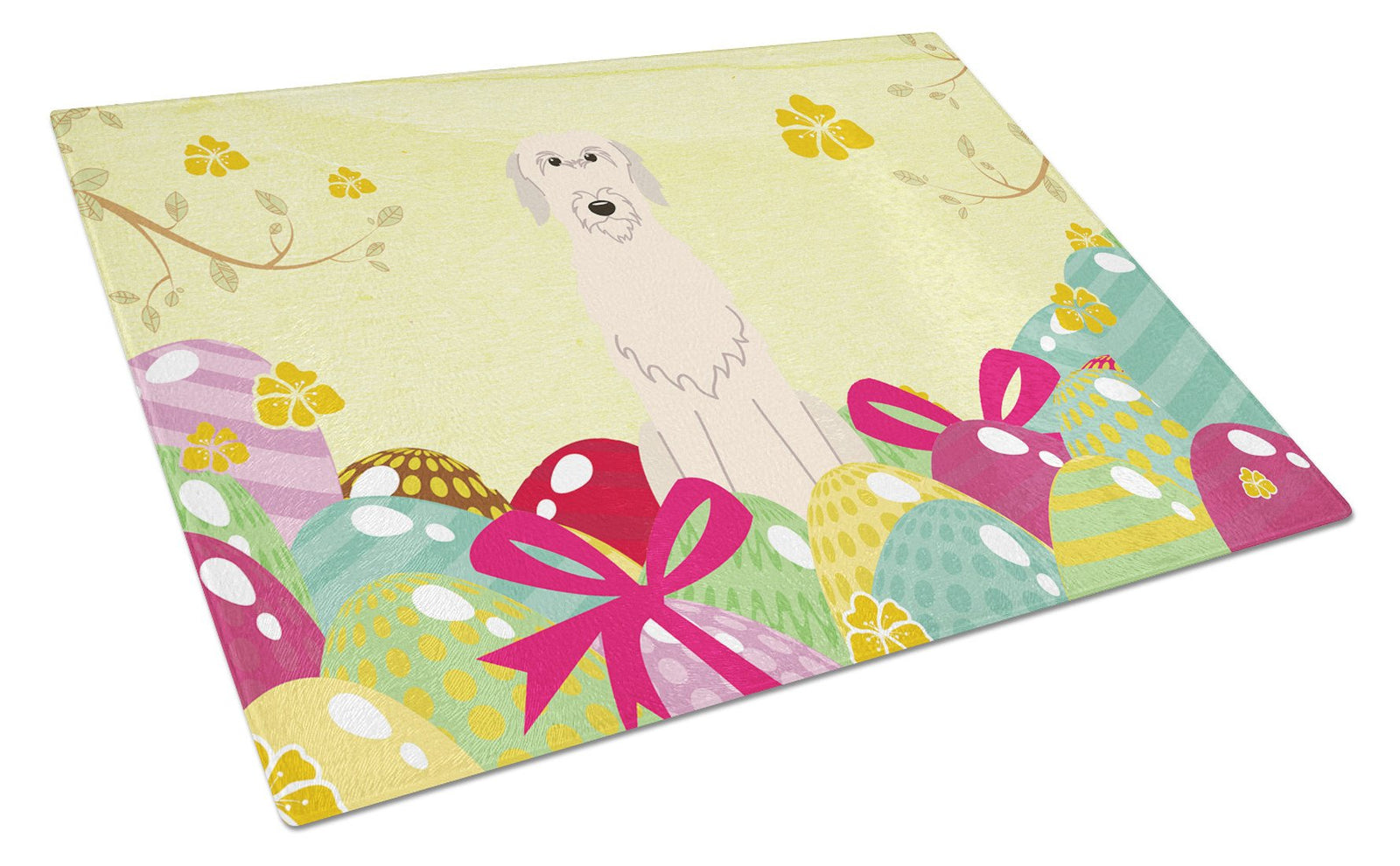 Easter Eggs Irish Wolfhound Glass Cutting Board Large BB6065LCB by Caroline's Treasures