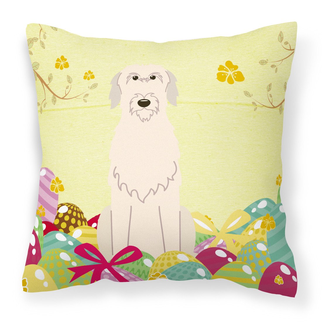 Easter Eggs Irish Wolfhound Fabric Decorative Pillow BB6065PW1818 by Caroline's Treasures