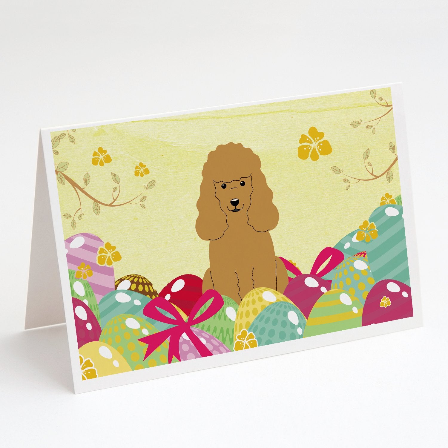Buy this Easter Eggs Poodle Tan Greeting Cards and Envelopes Pack of 8
