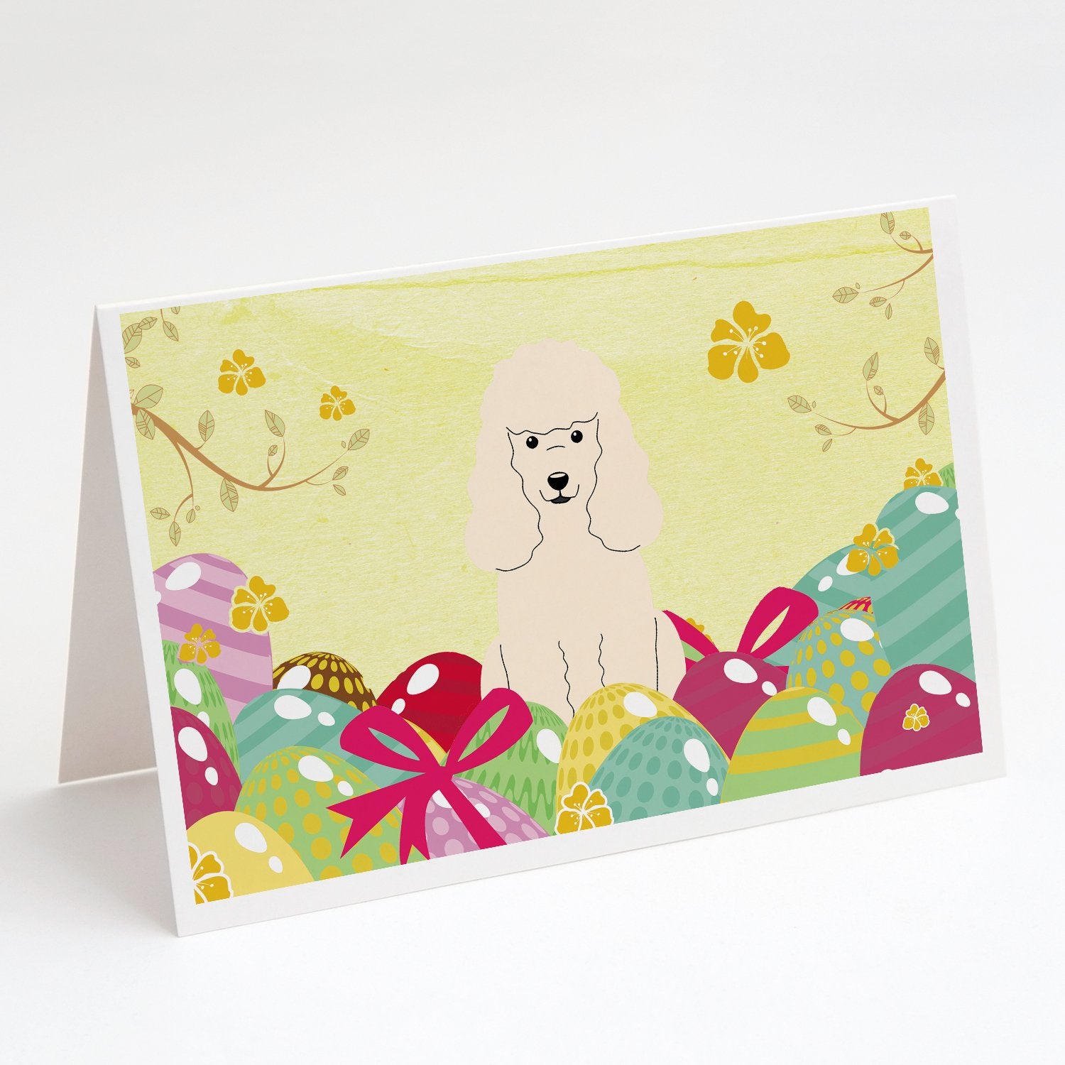 Buy this Easter Eggs Poodle White Greeting Cards and Envelopes Pack of 8